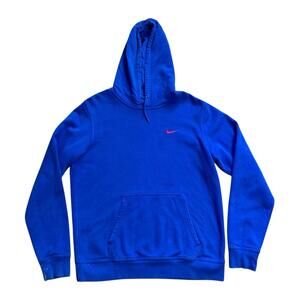 Y2K Nike Hoodie Blue Pink Solo Swoosh Check Mens Large Embroidered Sweatshirt